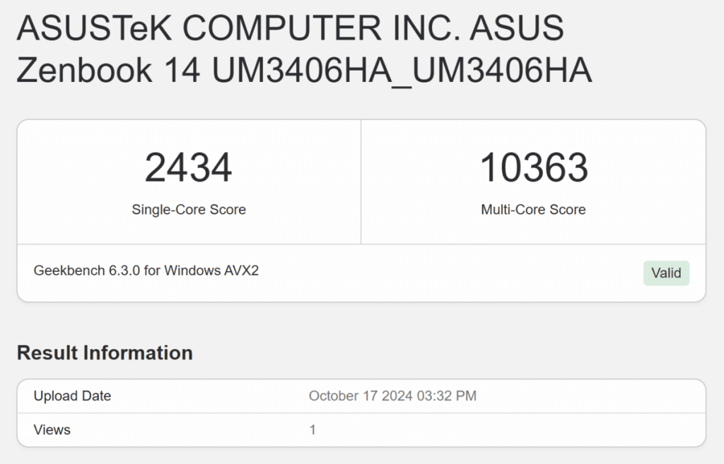 test asus zenbook 14 oled um3406h performances (5)