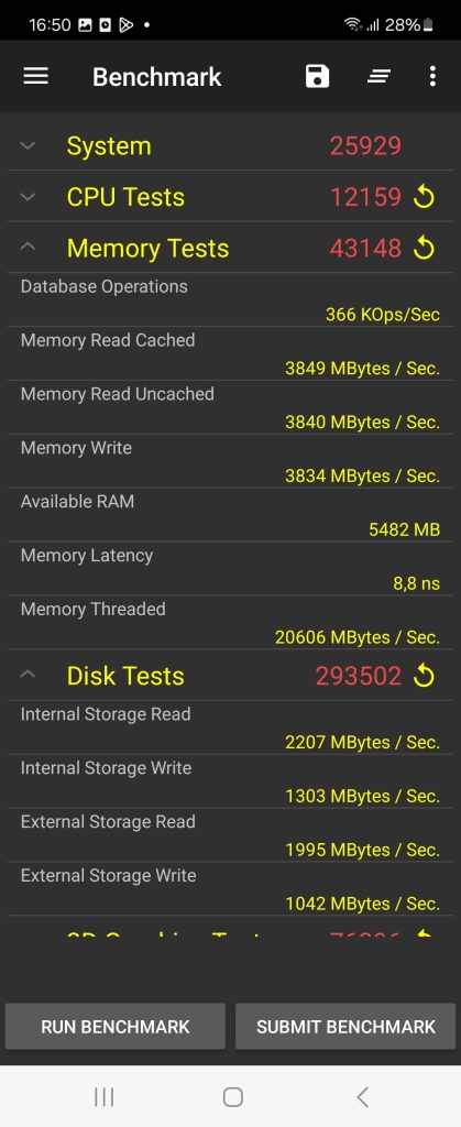 performancetest galaxy z flip 6