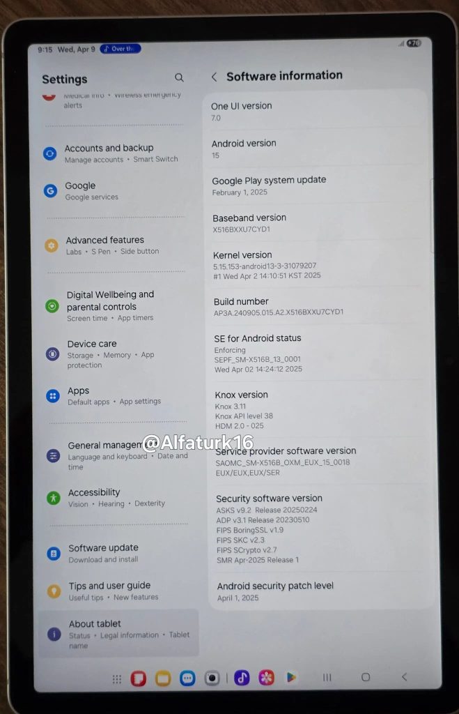 galaxy tab s7 fe oneui7