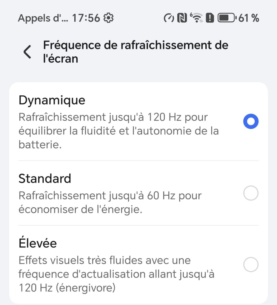 honor 400 frequence ecran