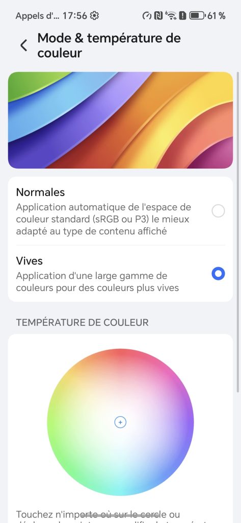 honor 400 reglage colorimétrie