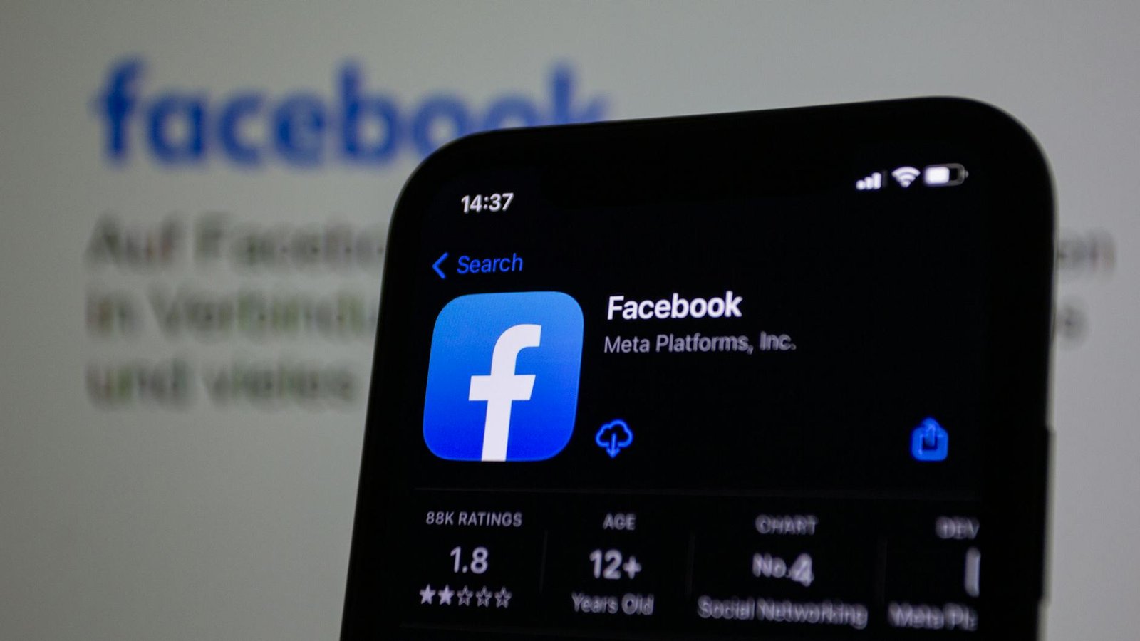Données personnelles Meta — application Facebook sur App Store iPhone