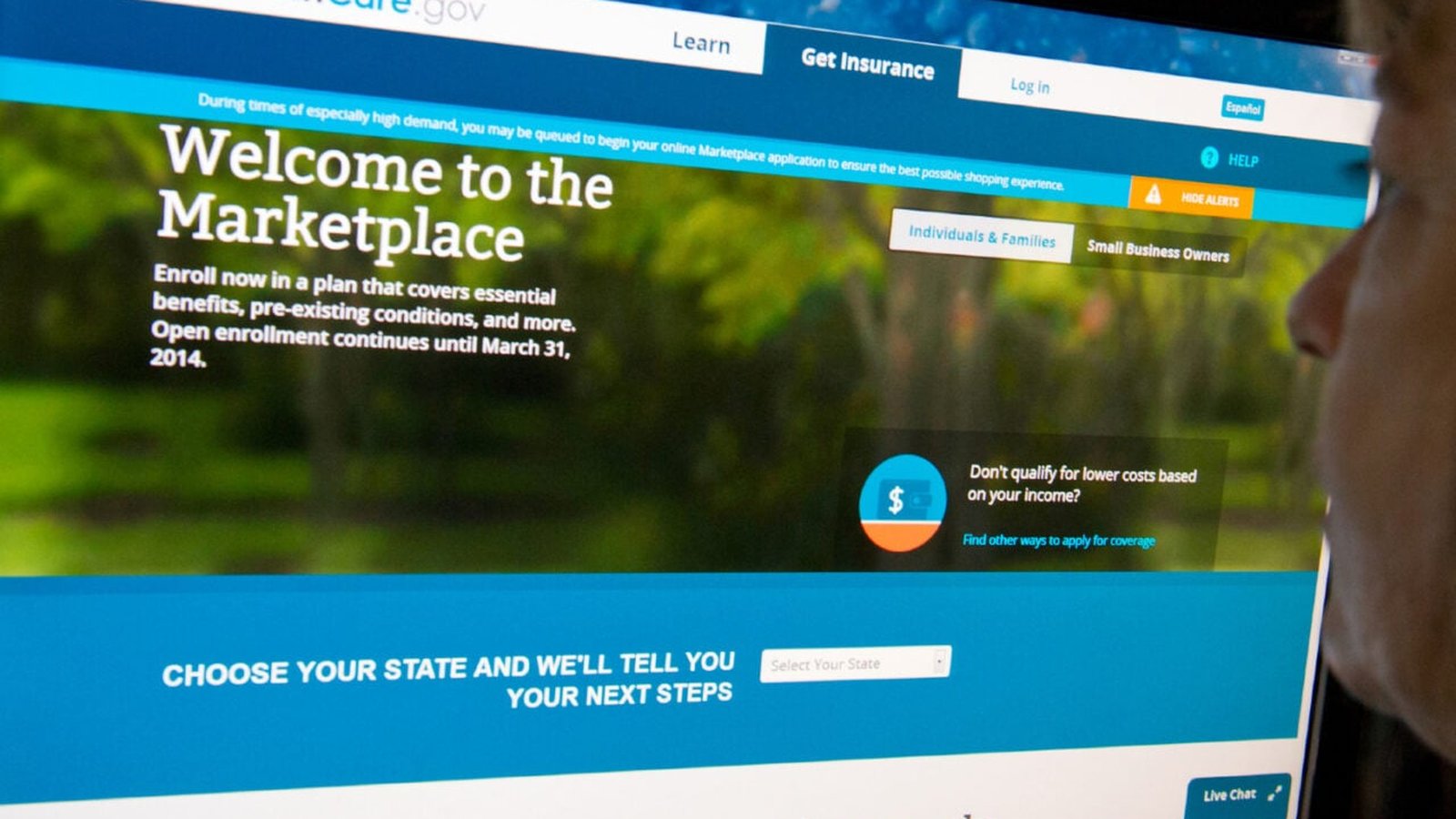 Données santé américains : portail HealthCare.gov affiché sur écran d'ordinateur