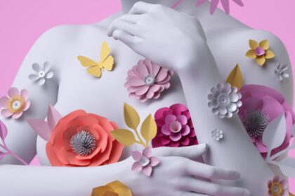 Faux nus IA — mannequin féminin 3D recouvert de fleurs colorées