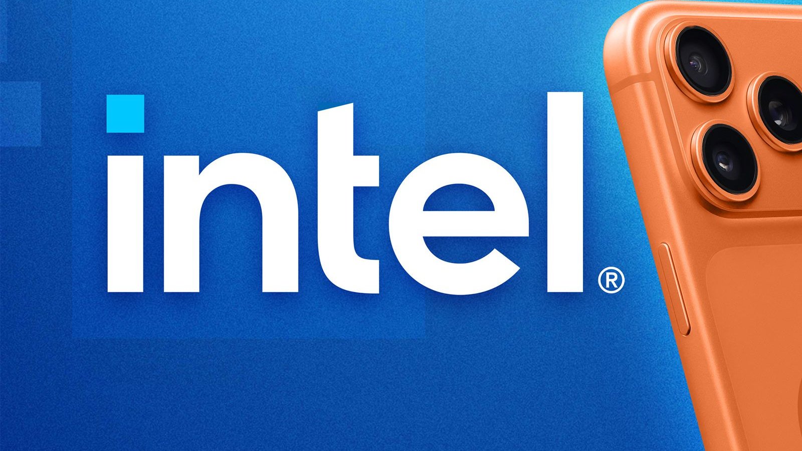 Logo Intel et smartphone Apple orange, accord production puces