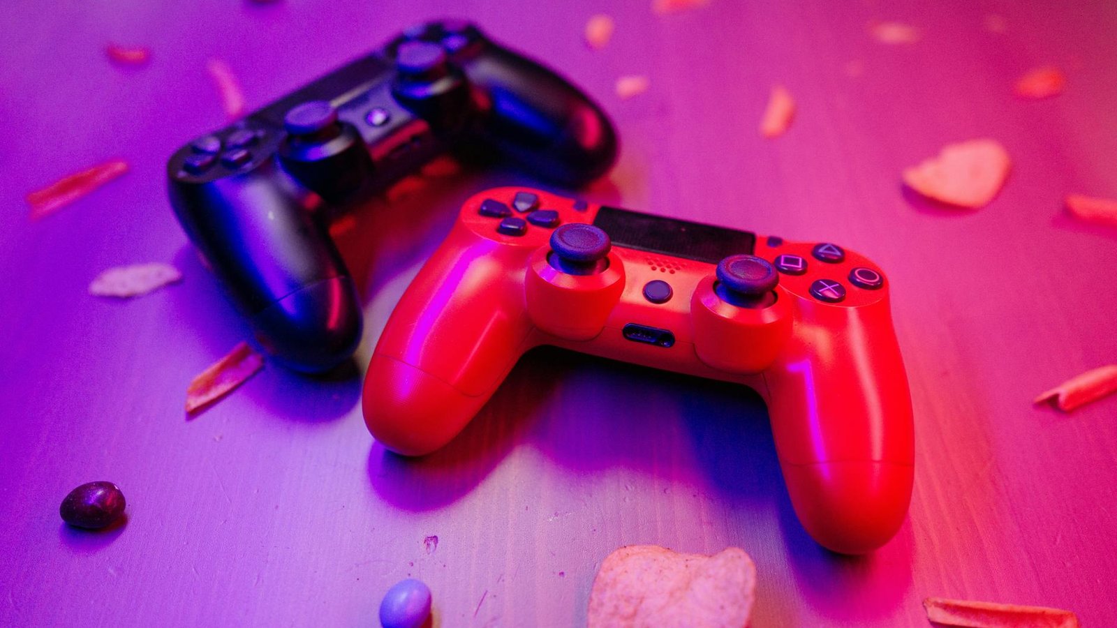 GTA 6 précommandes – deux manettes PlayStation sous éclairage néon