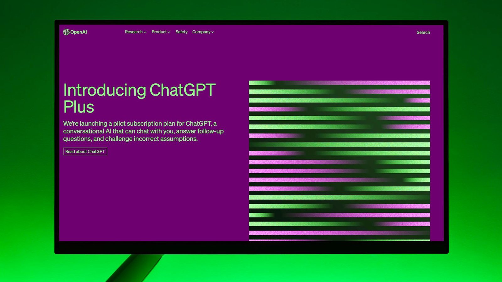 ChatGPT Plus abonnement page officielle OpenAI monitor