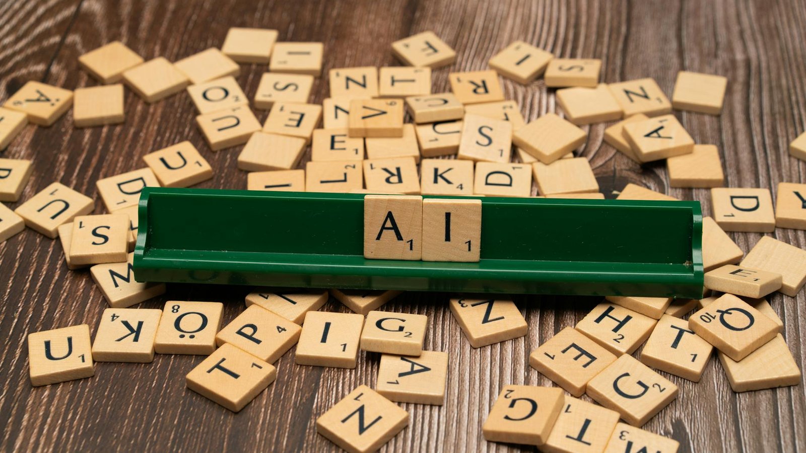 Lexique intelligence artificielle – lettres IA sur chevalet Scrabble