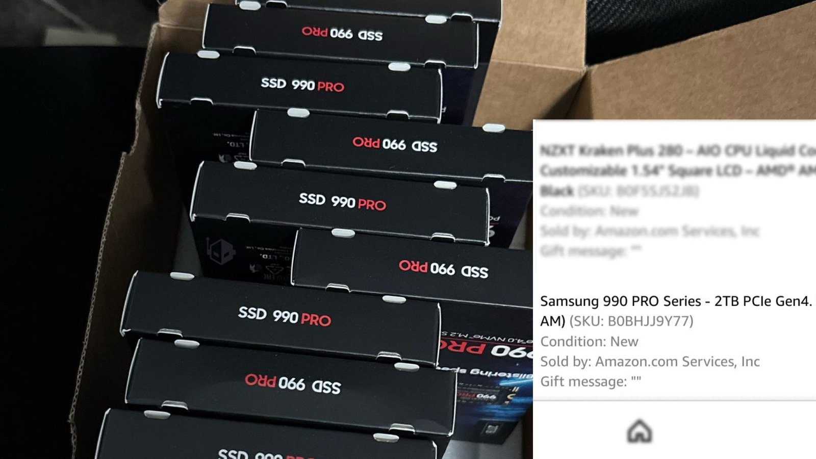 SSD Samsung 990 PRO multiples boîtes reçues par erreur sur Amazon