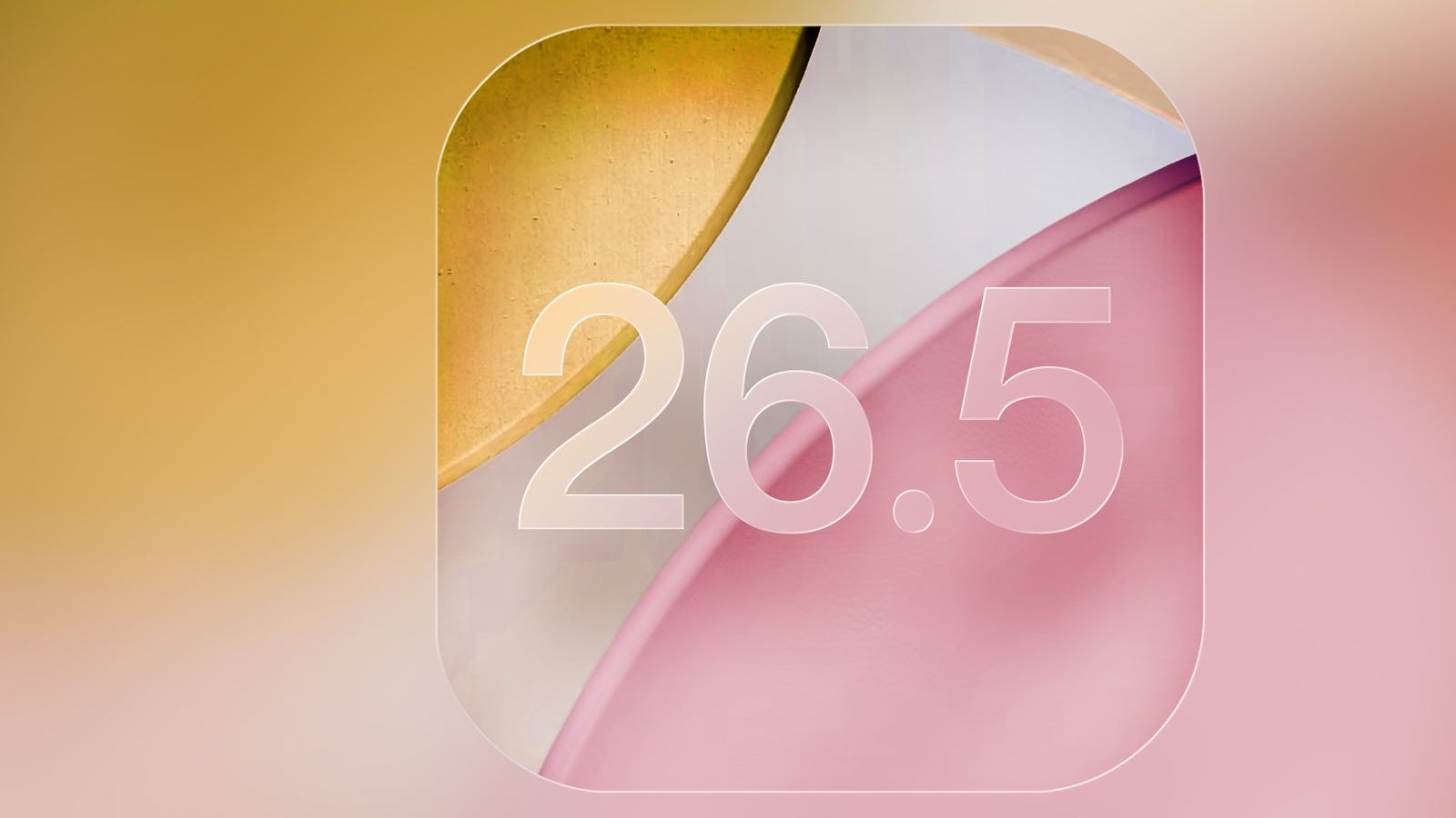 iOS 26.5 logo mise à jour Apple fond pastel rose doré