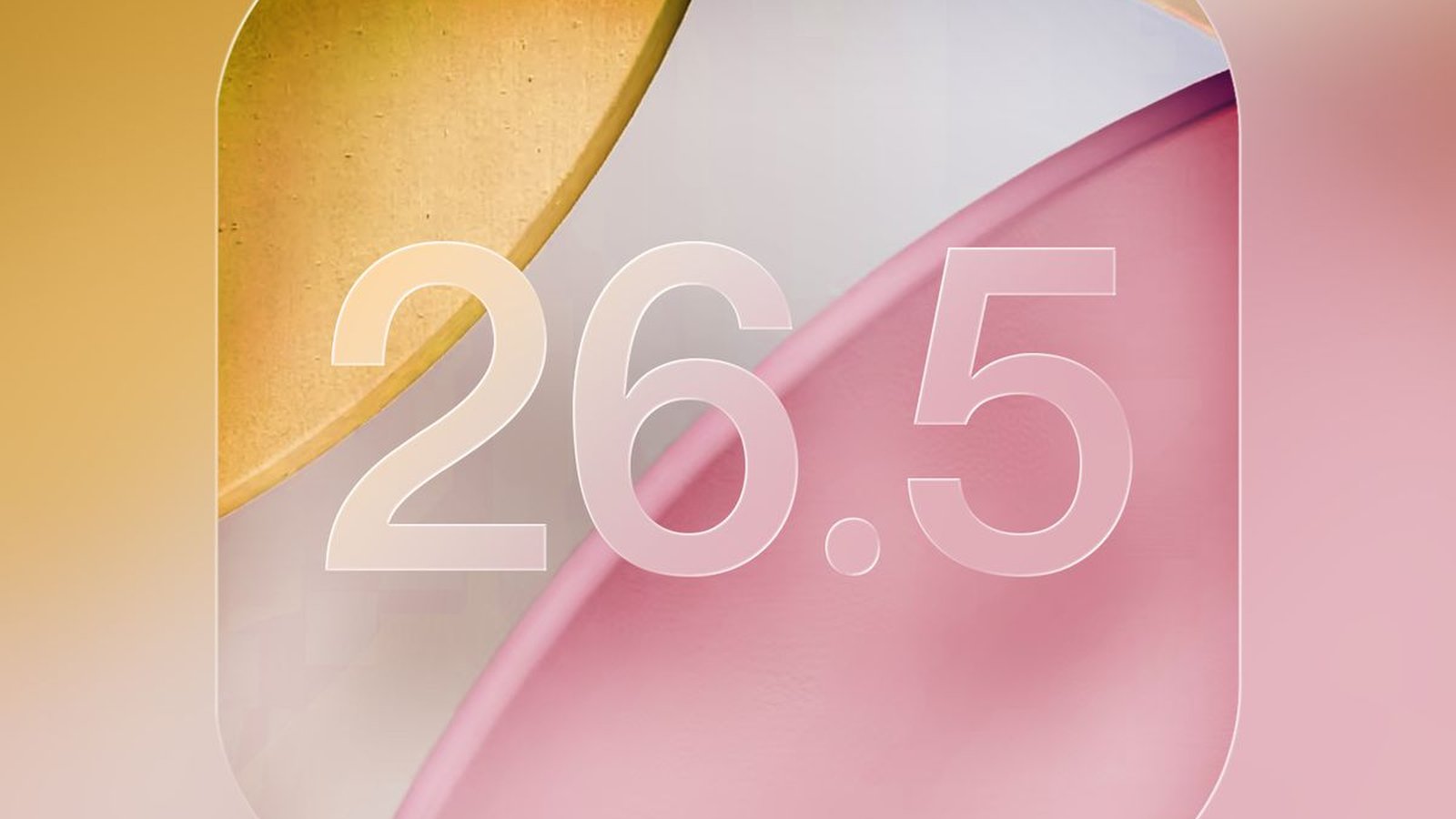 iOS 26.5 icône Apple mise à jour fond artistique rose et or