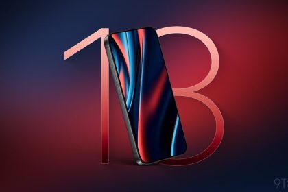 iPhone 18 Pro concept rendu 3D avec écran coloré sur fond sombre