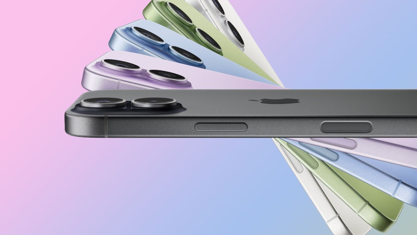 Gamme iPhone Apple plusieurs couleurs disposition en éventail