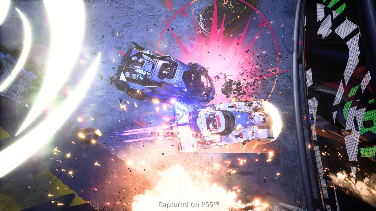 Destruction AllStars PS5 – combat de véhicules avec explosions et effets néon