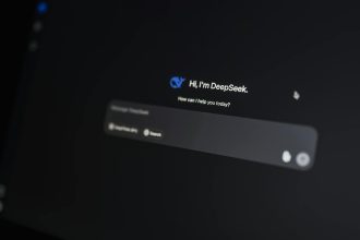 Interface DeepSeek IA chinoise sur écran sombre, modèle concurrent