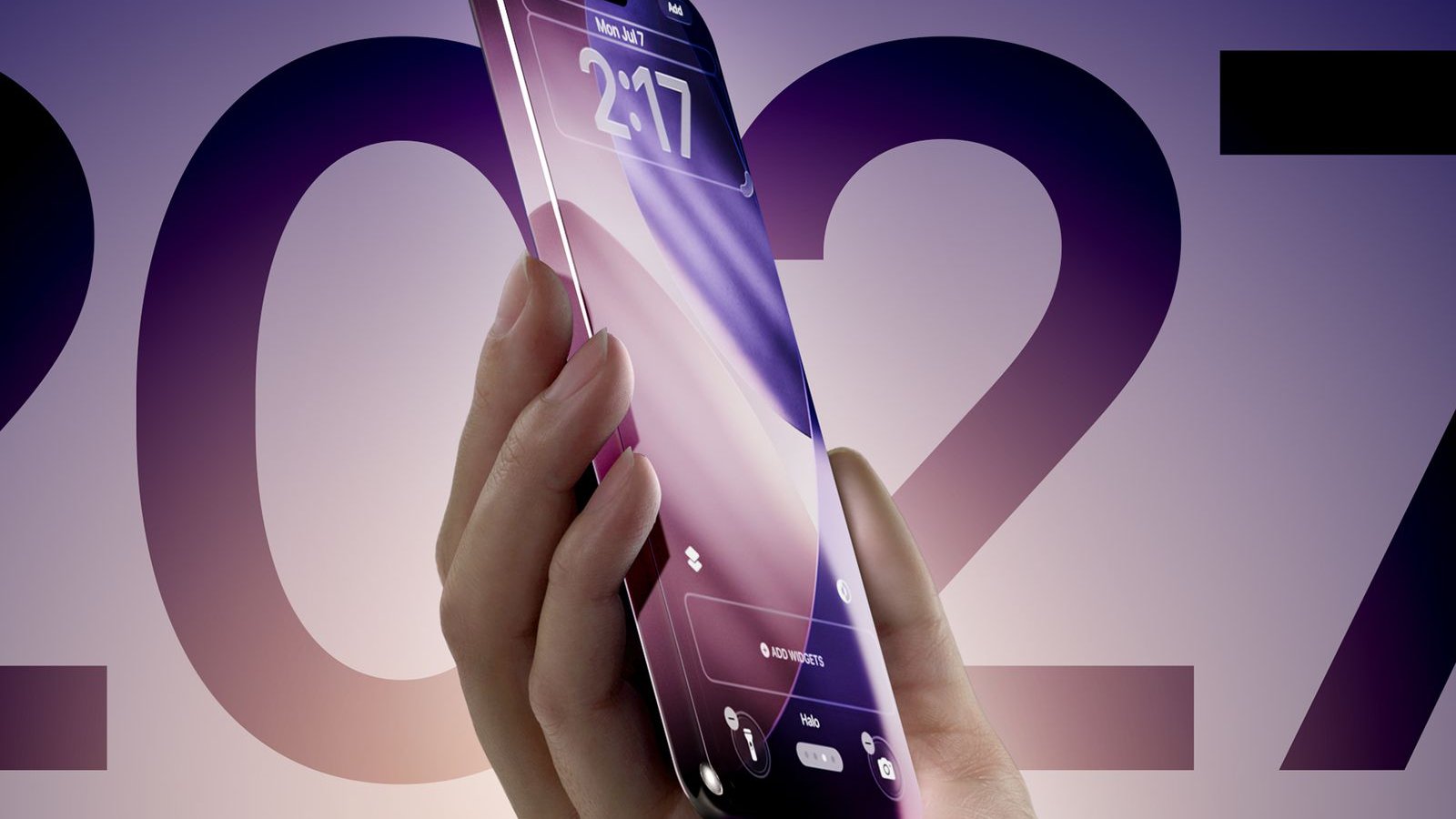 Concept iPhone 2027 anniversaire Apple, écran borderless sans boutons physiques