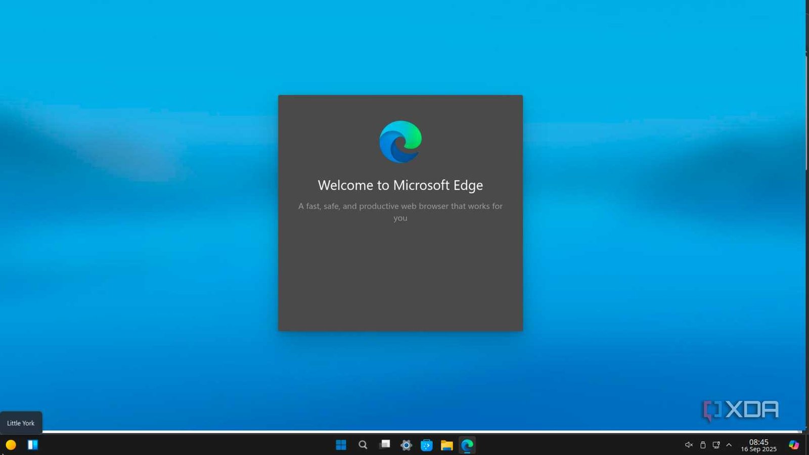 Page de bienvenue Microsoft Edge sur écran de bureau Windows
