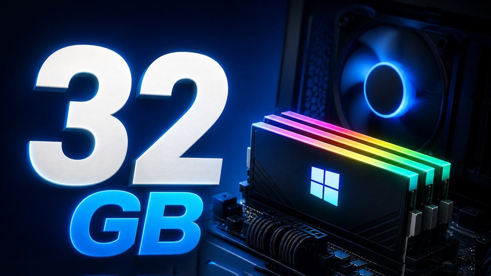 32 Go de RAM recommandés par Microsoft pour PC gaming Windows 11 avec barrettes RGB
