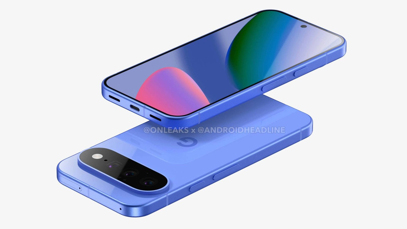 Pixel 11 render leak design bleu module caméra arrière triple objectif