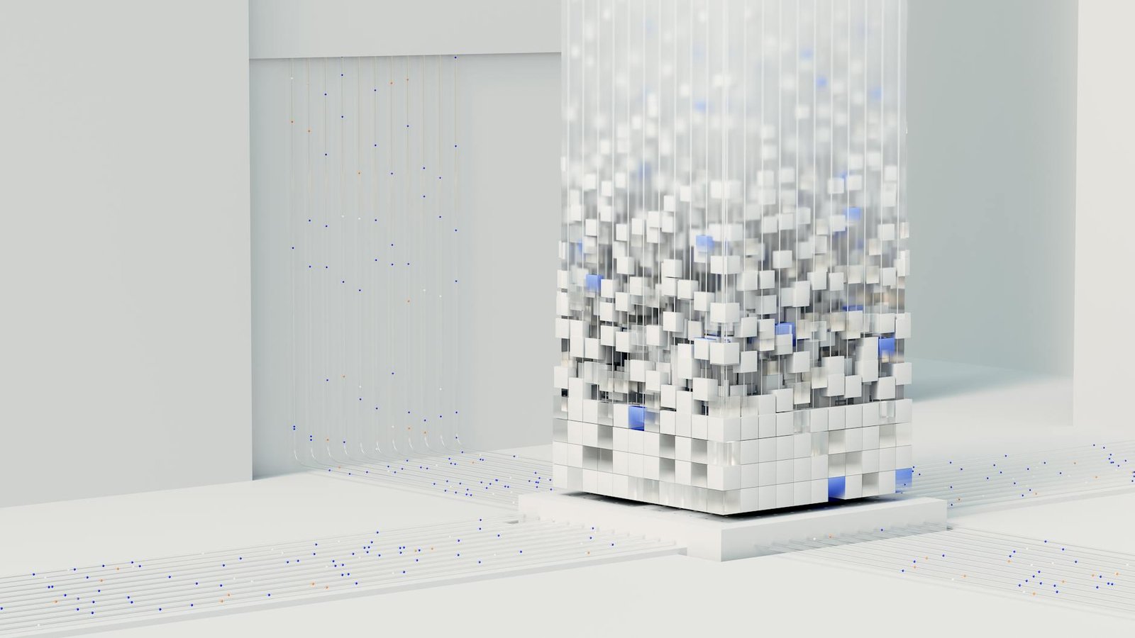 Intelligence artificielle cybersécurité - visualisation 3D de données numériques en cubes