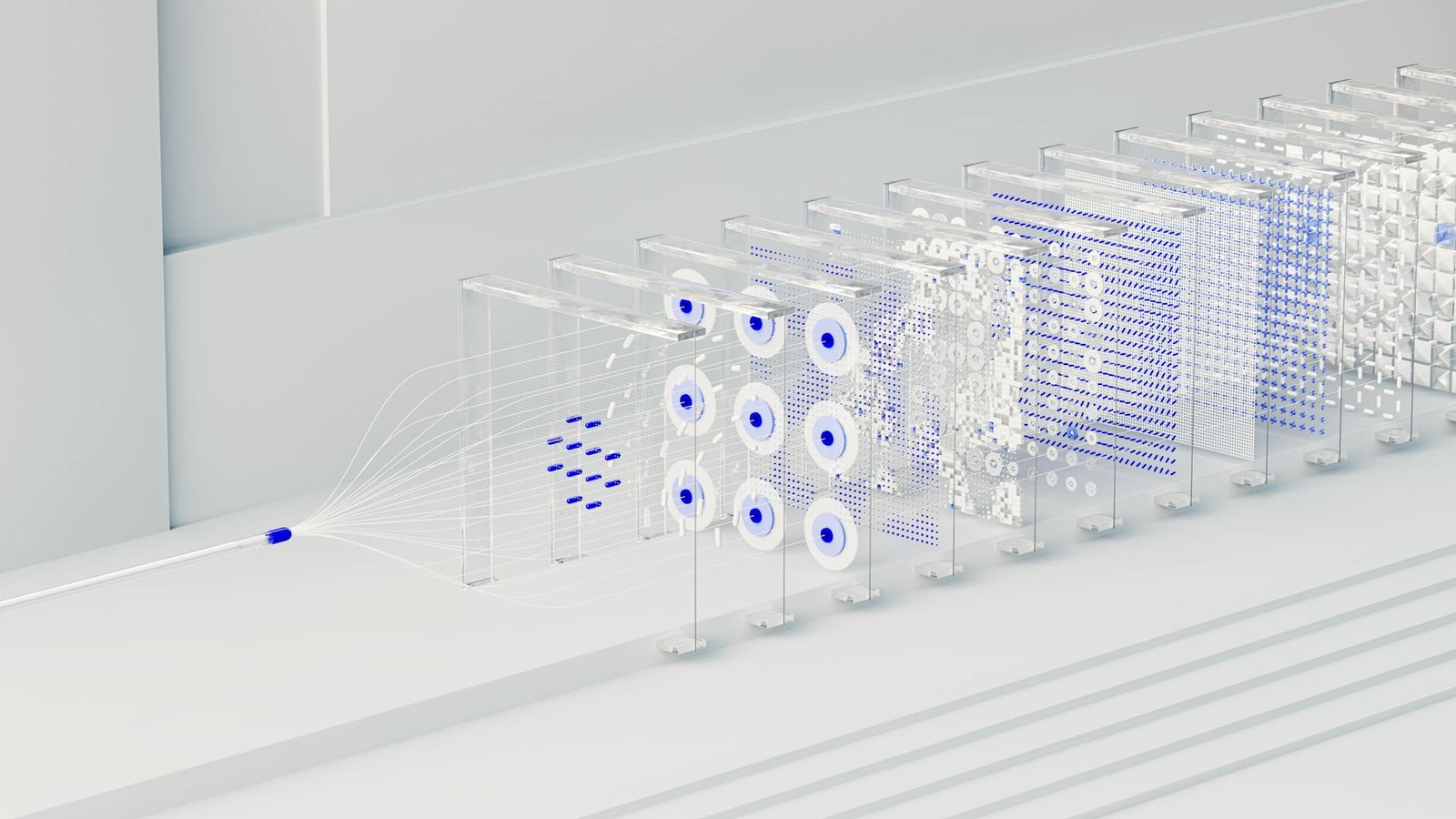 IA détection failles zero-day - réseau neuronal artificiel en rendu 3D