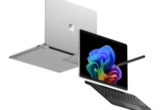 Surface Laptop et Surface Pro Microsoft avec clavier et stylet, vue multiple