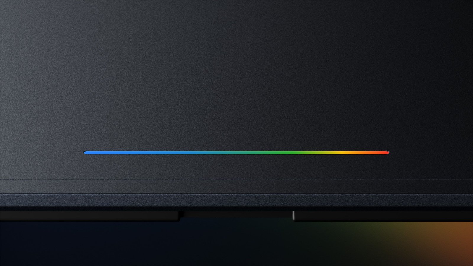 Googlebook Snapdragon X avec barre lumineuse RGB sur capot sombre
