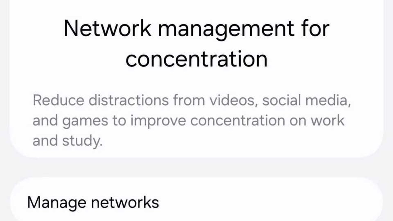 Samsung One UI 9 paramètre restriction réseau gestion concentration applications