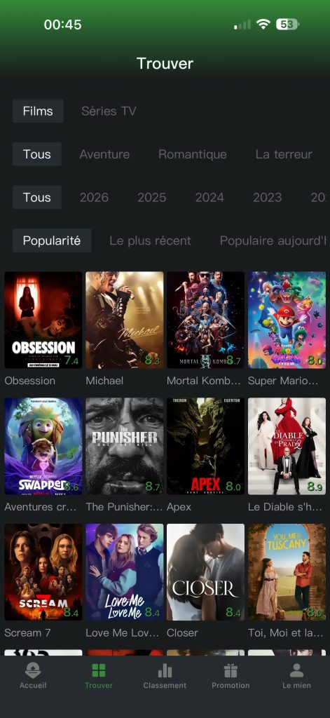 scrap vision appli streaming