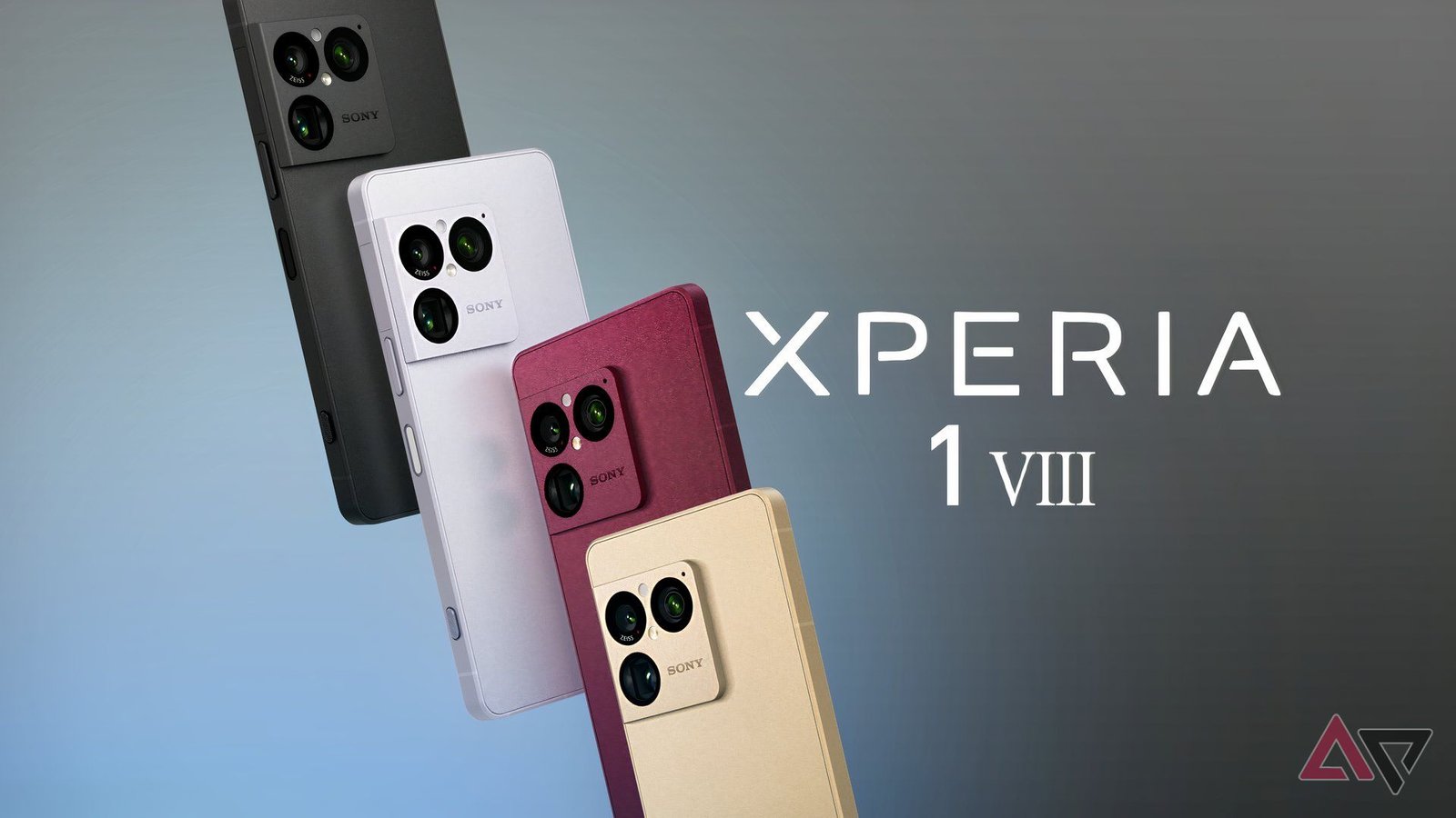 Sony Xperia 1 VIII en quatre coloris noir, blanc, bordeaux et doré