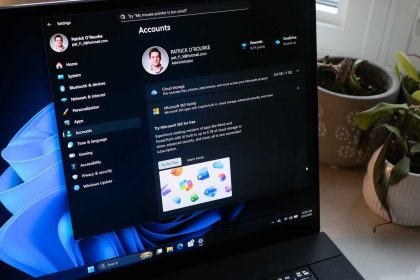 Windows 11 paramètres comptes sur laptop noir, interface moderne