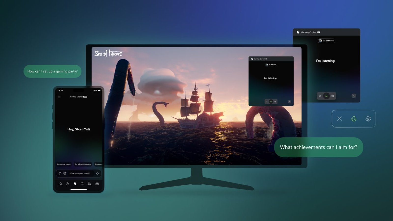 Xbox Copilot interface IA sur console et mobile avec Sea of Thieves